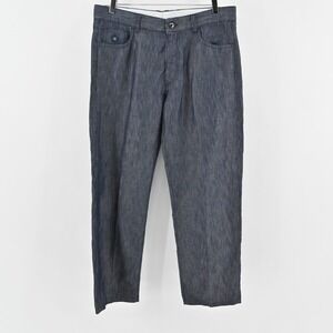 Canali Womens Trousers Size 54 Dark‎ Chambray Classic Tapered Pants Made Italy